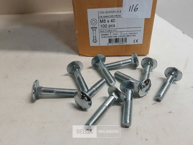 1 x slotbout / houtbout verzinkt m8x40 mm 100 stuks - afbeelding 3 van  3