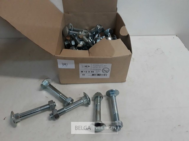 1 x slotbout met moer m12x80 mm 30 stuks - afbeelding 1 van  3
