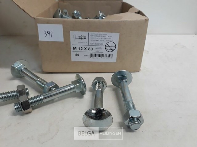 1 x slotbout met moer m12x80 mm 30 stuks - afbeelding 3 van  3