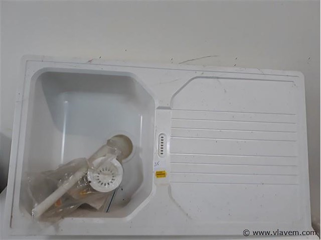1 x spoelbak pvc enkel met sifon - afbeelding 1 van  2
