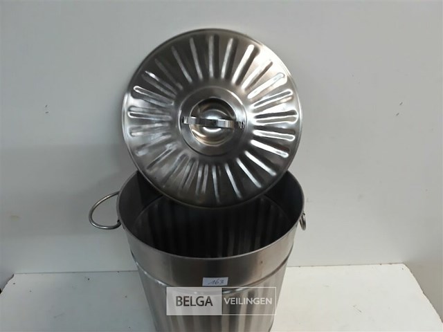 1 x stalen vuilbak met deksel - afbeelding 3 van  3