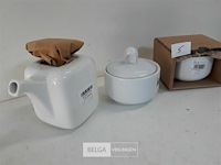 1 x theepot + 2 x suikerpot hotel porselein - afbeelding 3 van  3