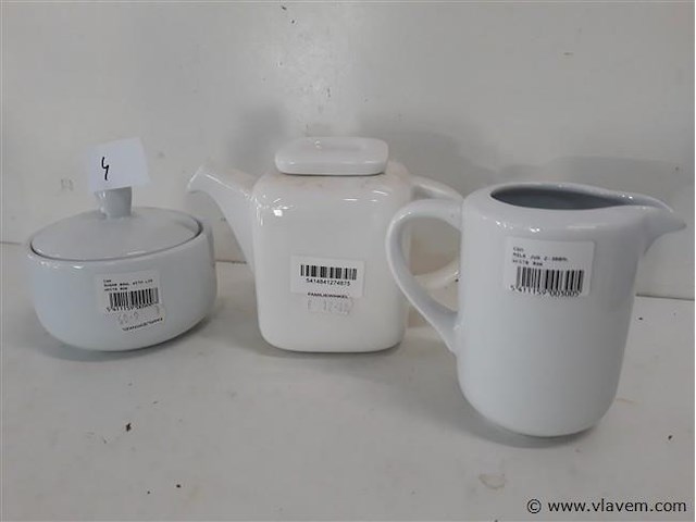 1 x theepot + suikerpot + melkkan hotel porselein - afbeelding 2 van  2