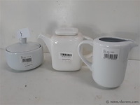 1 x theepot + suikerpot + melkkan hotel porselein - afbeelding 2 van  2