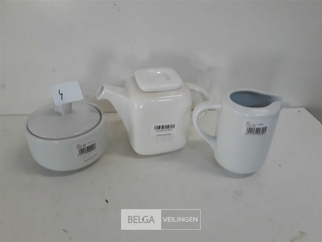 1 x theepot + suikerpot + melkkan hotel porselein - afbeelding 1 van  3