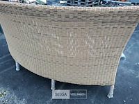 1 x tuinbank wicker beige half rond - afbeelding 3 van  3