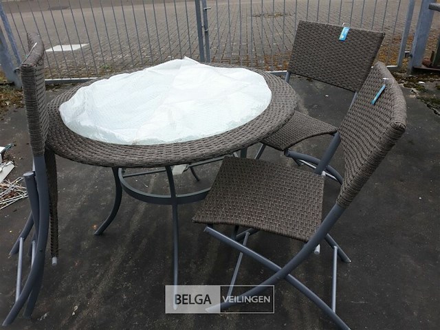 1 x tuinset wicker 5 delig taupe - afbeelding 1 van  3