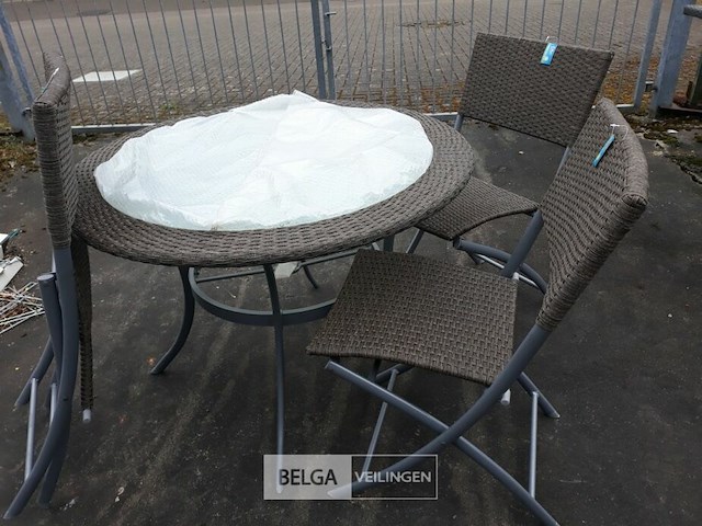 1 x tuinset wicker 5-delig taupe - afbeelding 1 van  3