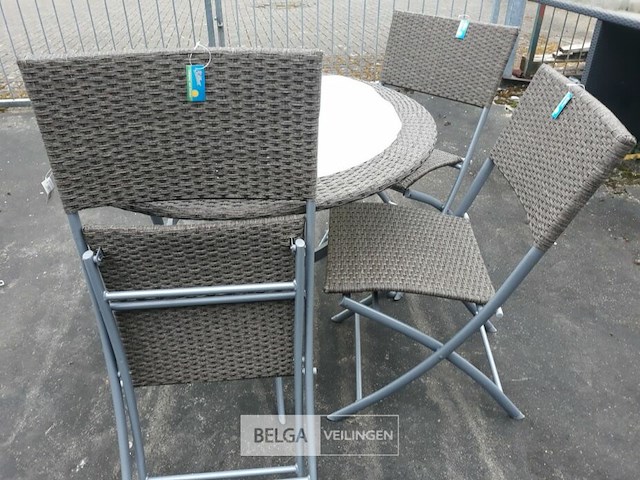 1 x tuinset wicker 5-delig taupe - afbeelding 3 van  3