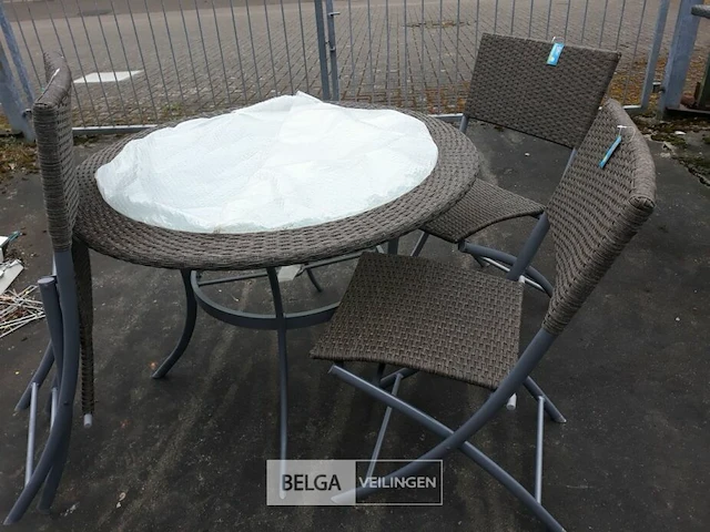 1 x tuinset wicker 5-delig taupe - afbeelding 2 van  3