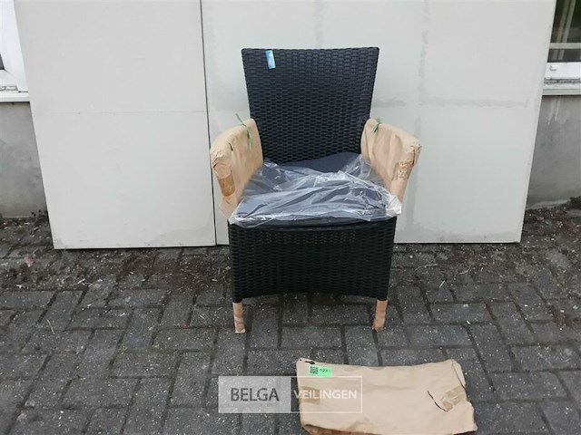 1 x tuinstoel aluminium gevlochte rotan met kussen - afbeelding 1 van  3