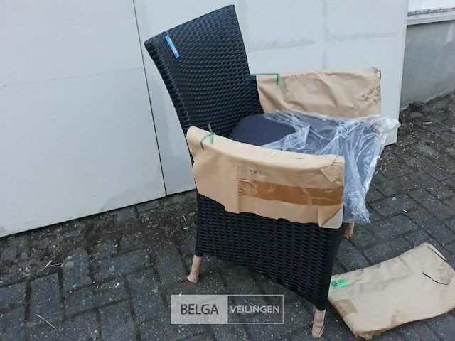 1 x tuinstoel aluminium gevlochten rotan met kussen - afbeelding 3 van  3
