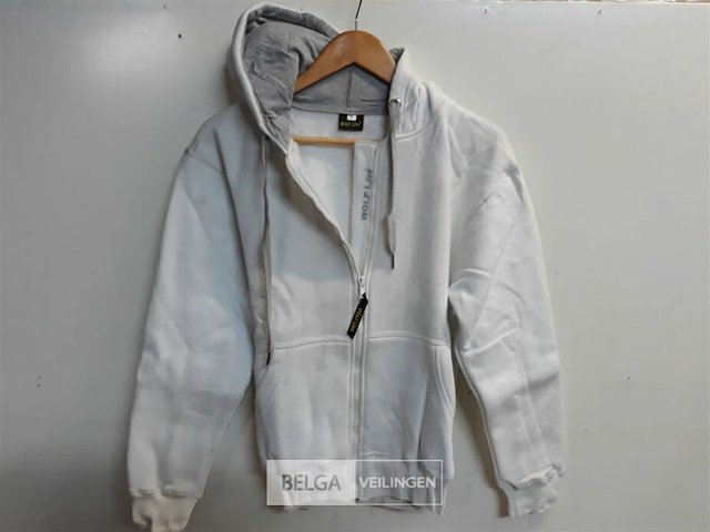 1 x vest met rits + kap wit wolf line s - afbeelding 2 van  3