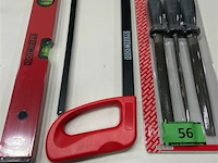1 x vijlset 3 delig - 1 x ijzezaag - 1x waterpas - afbeelding 2 van  3
