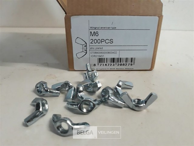 1 x vleugelmoer verzinkt m 6 200 stuks - afbeelding 3 van  3