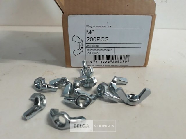 1 x vleugelmoer verzinkt m 6 200 stuks - afbeelding 3 van  3