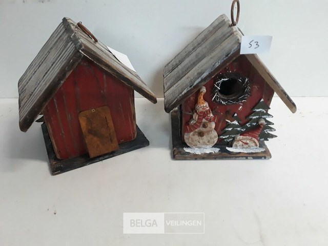 1 x vogelhuisje hout kerstmotief - afbeelding 1 van  3