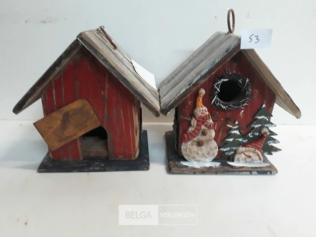 1 x vogelhuisje hout kerstmotief - afbeelding 3 van  3