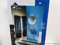 1 x wasbak inox glazen blad chrome sifon - afbeelding 1 van  2