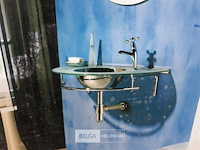 1 x wasbak inox glazen blad chrome sifon - afbeelding 3 van  3