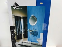 1 x wasbak inox glazen blad chrome sifon - afbeelding 1 van  3