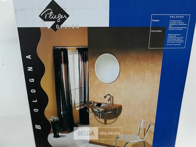 1 x wasbak inox houten blad chrome sifon - afbeelding 1 van  3