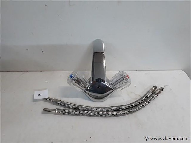 1 x wastafel kraan chrome koud-warm water showmodel - afbeelding 2 van  2