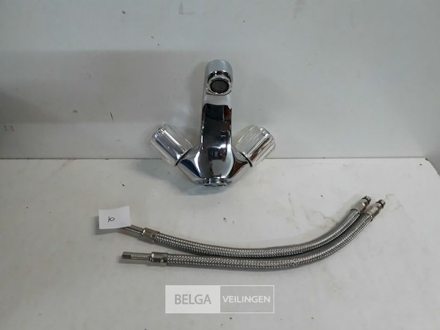 1 x wastafel kraan chrome koud-warm water showmodel - afbeelding 2 van  3