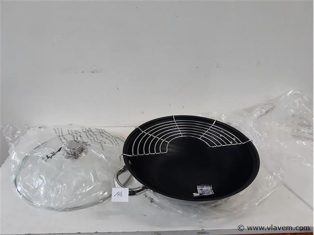 1 x wokpan met deksel alva select teflon coating - afbeelding 1 van  2