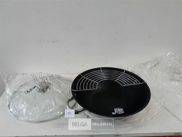 1 x wokpan met deksel alva select teflon coating - afbeelding 1 van  3