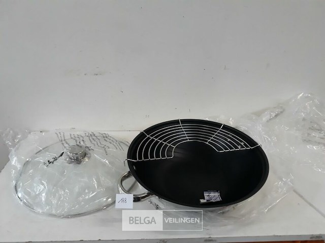 1 x wokpan met deksel alva select teflon coating - afbeelding 1 van  3