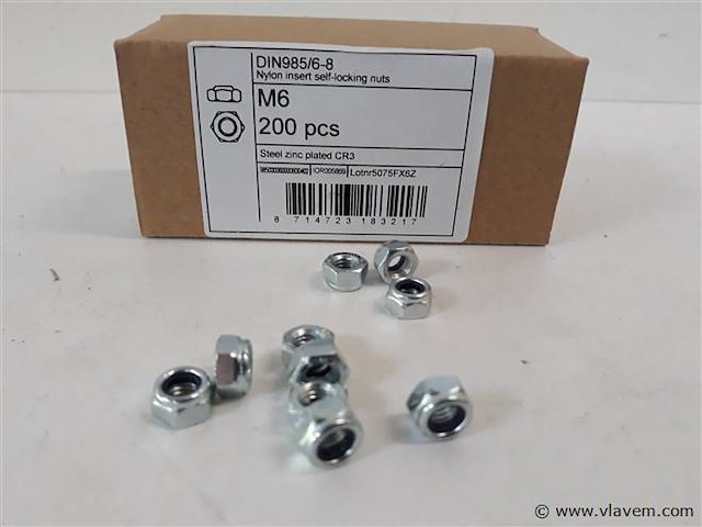 1 x zeskant borgmoer verzinkt m 6 200 stuks - afbeelding 2 van  2