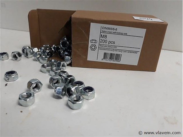 1 x zeskant borgmoer verzinkt m 8 200 stuks - afbeelding 2 van  2