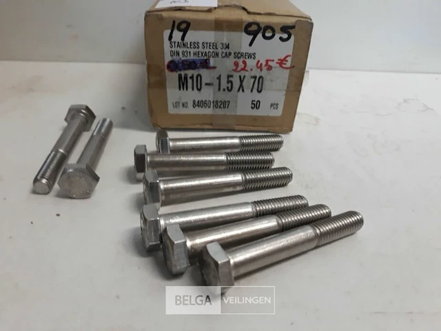 1 x zeskantbout inox m10x70 50 stuks - afbeelding 3 van  3