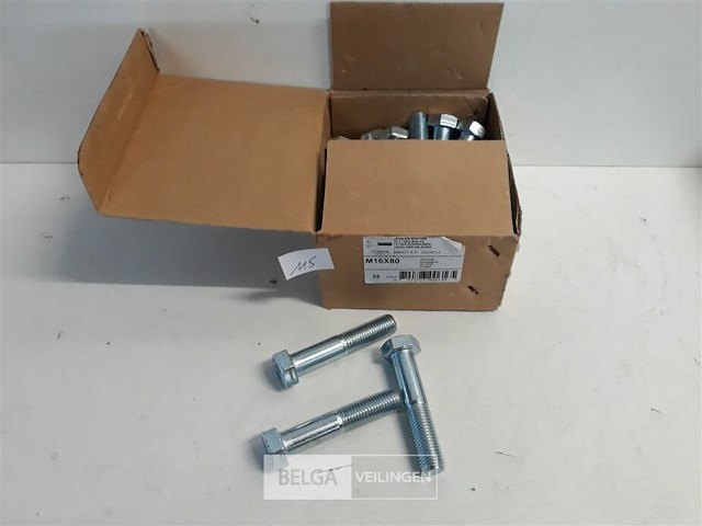 1 x zeskantbout staal m16x80 mm 25 stuks - afbeelding 1 van  3