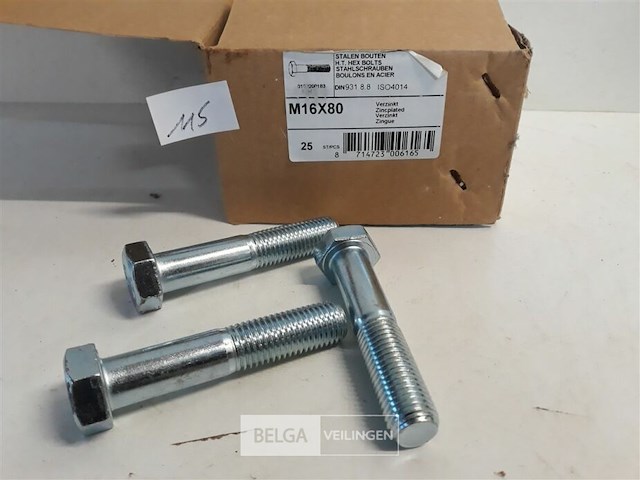 1 x zeskantbout staal m16x80 mm 25 stuks - afbeelding 3 van  3
