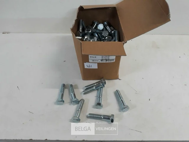 1 x zeskantbout verzinkt 8,8 m12x65 100 stuks - afbeelding 1 van  3