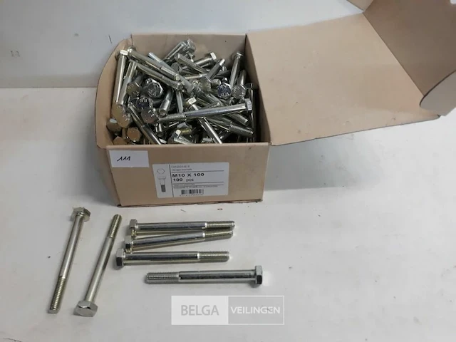 1 x zeskantbout verzinkt m10x100 100 stuks - afbeelding 2 van  3