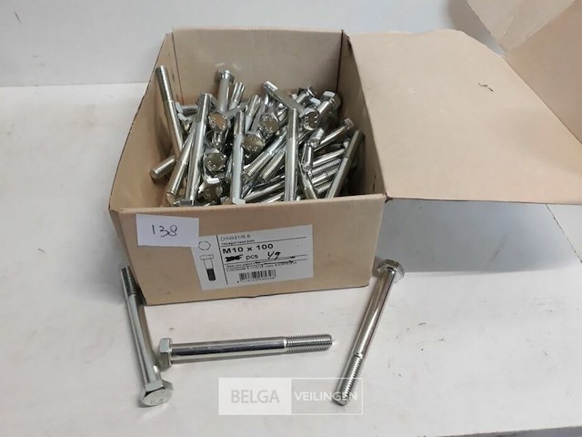 1 x zeskantbout verzinkt m10x100 mm 49 stuks - afbeelding 2 van  3