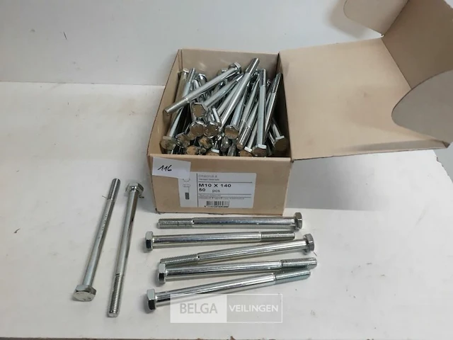 1 x zeskantbout verzinkt m10x140 50 stuks - afbeelding 1 van  3