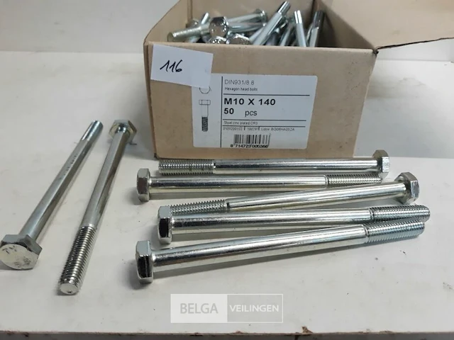 1 x zeskantbout verzinkt m10x140 50 stuks - afbeelding 3 van  3