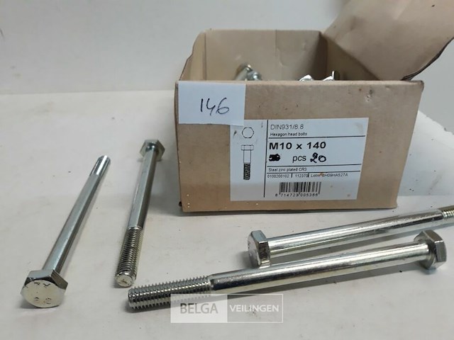 1 x zeskantbout verzinkt m10x140 mm 20 stuks - afbeelding 3 van  3