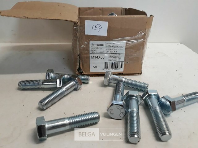 1 x zeskantbout verzinkt m14x60 mm 50 stuks - afbeelding 3 van  3