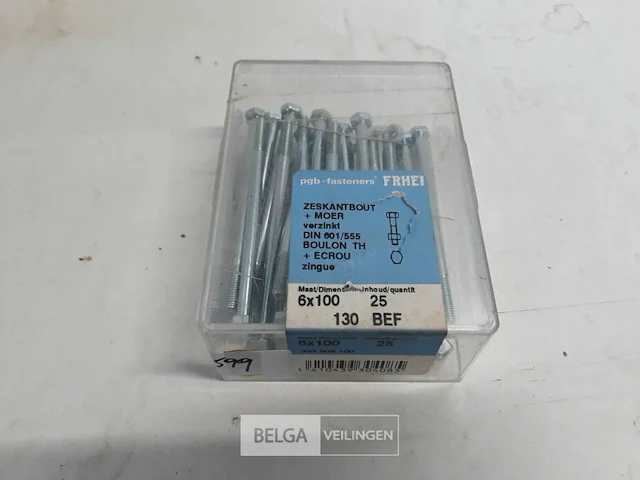 1 x zeskantbouten met moer m6x100 25 stuks - afbeelding 1 van  3