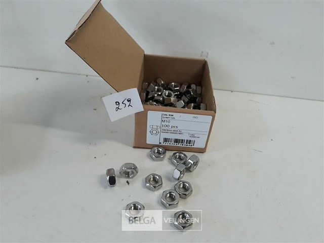 1 x zeskantmoer inox a2 m 10 100 stuks - afbeelding 2 van  3
