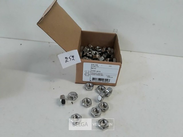 1 x zeskantmoer inox a2 m 10 100 stuks - afbeelding 1 van  3