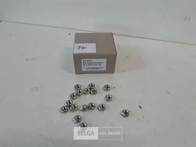 1 x zeskantmoer inox a2 m 6 200 stuks - afbeelding 2 van  3