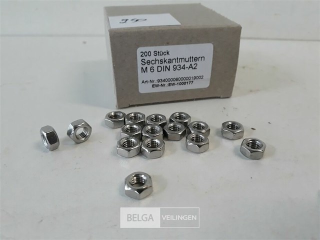 1 x zeskantmoer inox a2 m 6 200 stuks - afbeelding 3 van  3