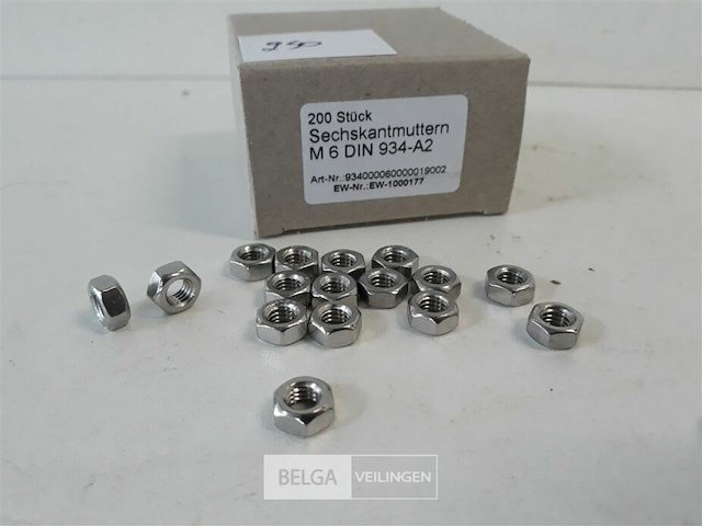 1 x zeskantmoer inox a2 m 6 200 stuks - afbeelding 3 van  3