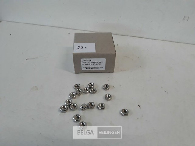 1 x zeskantmoer inox a2 m 6 200 stuks - afbeelding 1 van  3